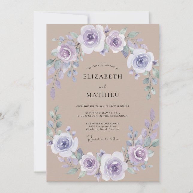 Lilac Blossom Wedding Invitation (Front)
