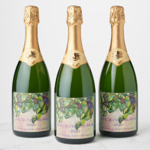 lilac blossoms sparkling wine label
