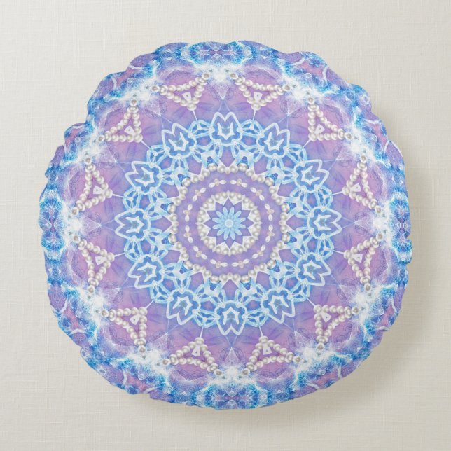 Lilac Blue Bohemian Dreamis Round Cushion (Front)