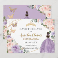 Lilac Blush Floral Gold Quinceanera Sweet Sixteen