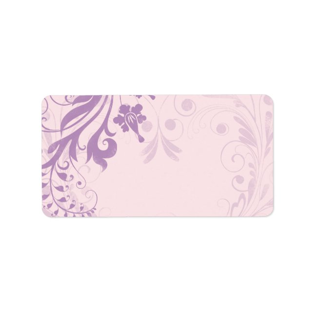 Lilac Blush Floral Wedding Blank Address Label (Front)