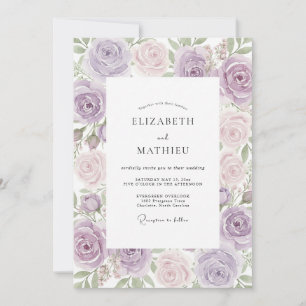 Lilac Blush Petal Wedding Invitation