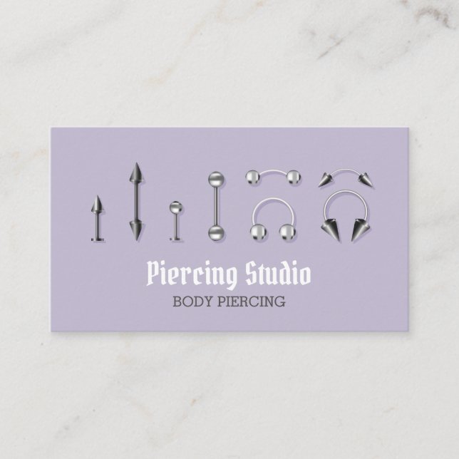 Lilac Body Jewellery Store Piercing Business Card (Front)