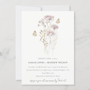Lilac Boho Wildflower Fern Foliage Morning After Invitation