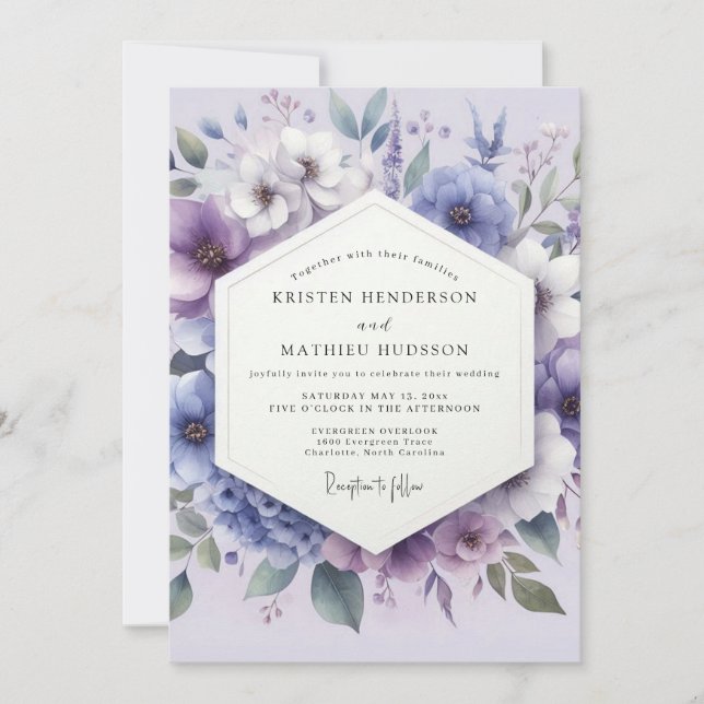 Lilac Botanical Whimsy Wedding Invitation (Front)
