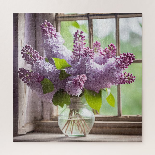 Lilac Bouquet In Window Jigsaw Puzzle (Vertical)
