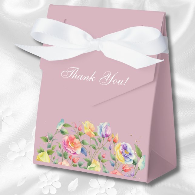 Lilac Bright Floral Pink Roses Bridal Shower Favour Box (Creator Uploaded)