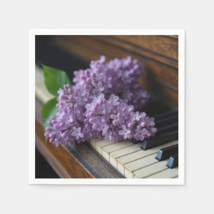 Lilac Bunch On Old Piano Keys Napkin