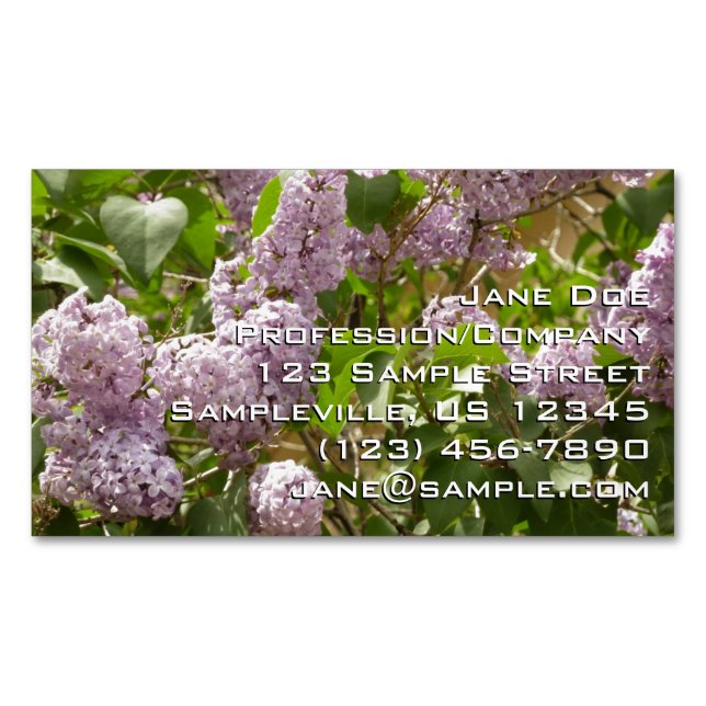 Lilac Bush Beautiful Purple Spring Flowers Magnetic Business Card (Front)