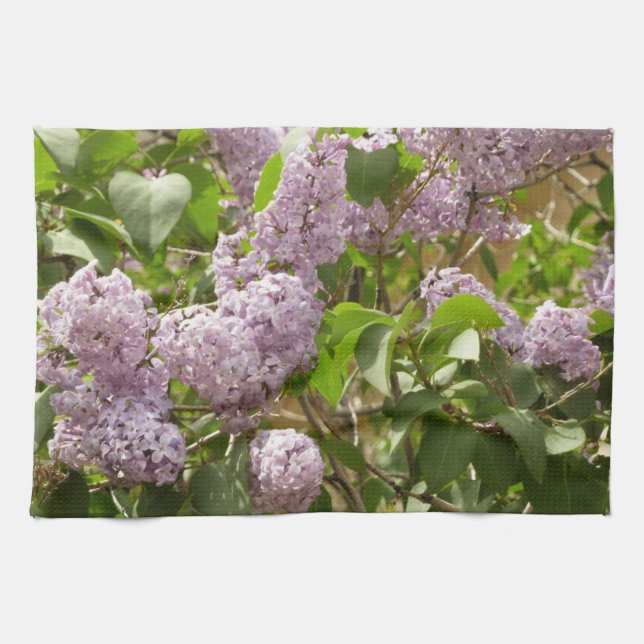 Lilac Bush Beautiful Purple Spring Flowers Tea Towel (Horizontal)