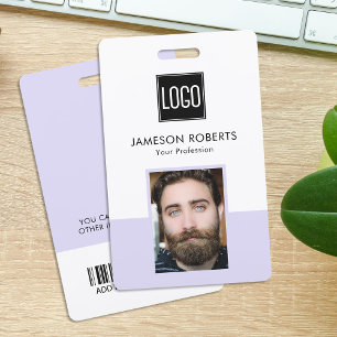 Lilac Business ID Badge with Photo & Barcode