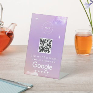Lilac Business Review LInk QR Code Pedestal Sign