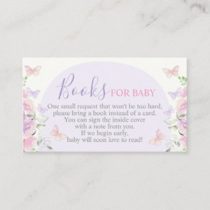 Lilac Butterfly Baby Shower Bring a Book Card