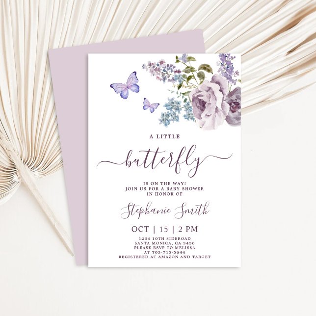Lilac Butterfly Baby Shower Girl Invitation (Creator Uploaded)
