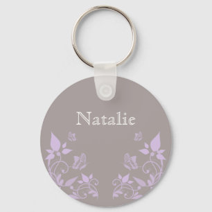 Lilac Butterfly Floral Keychain