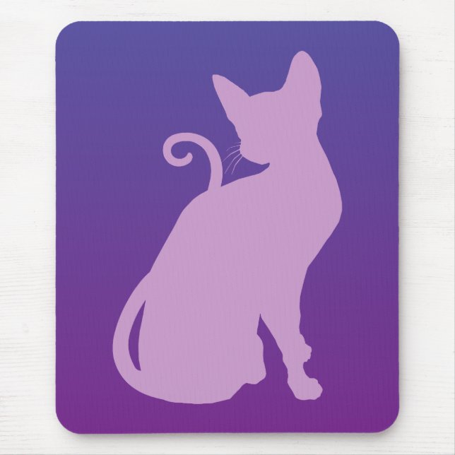 Lilac Cat on Purple Mouse Pad (Front)