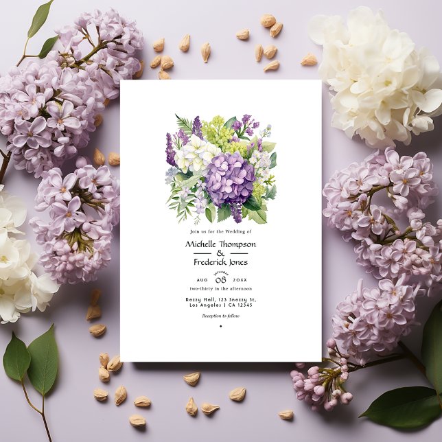 Lilac, Celery, and White Floral Wedding Invitation (Creator Uploaded)
