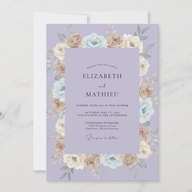 Lilac Champagne Bloom Wedding Invitation (Front)