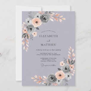 Lilac Charcoal Painted Wedding Invitation