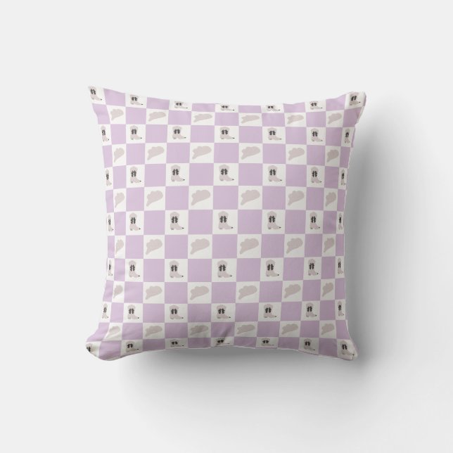 Lilac Chequered Cowgirl Rodeo Pattern Cushion (Front)