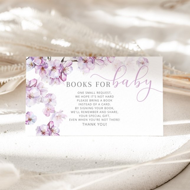 Lilac cherry blossom books for baby ticket enclosure card (Creator Uploaded)