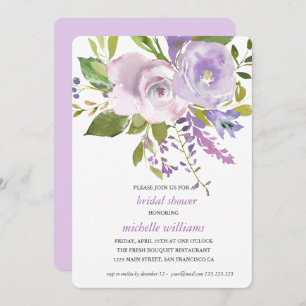 Lilac   Chic Lavender Floral Wedding Bridal Shower Invitation