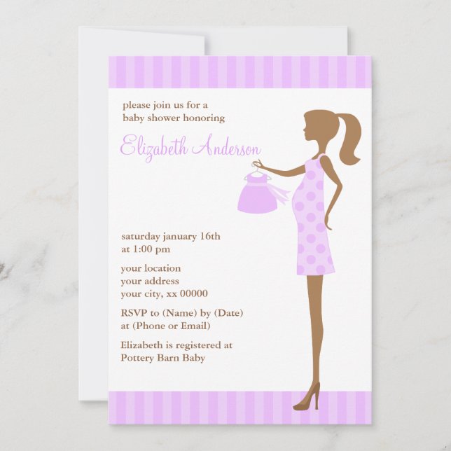 Lilac Chic Mum To Be Baby Shower Invitation (Front)