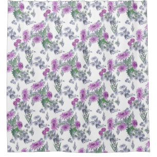 Lilac chrysanthemums shower curtain