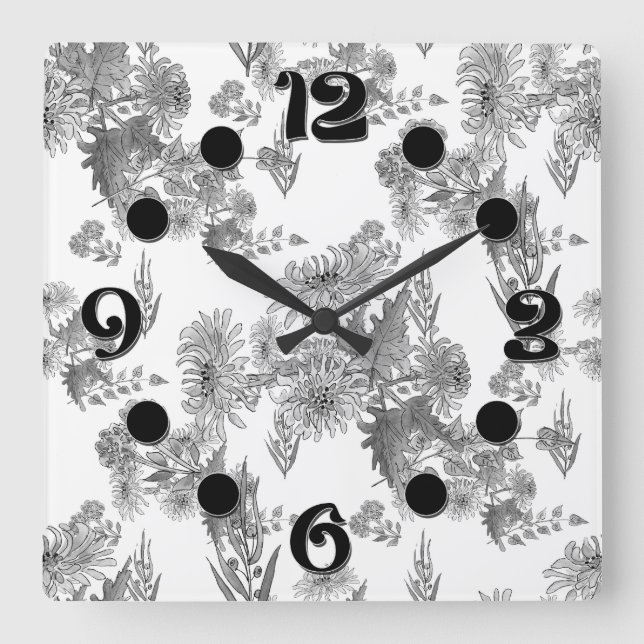 Lilac chrysanthemums , watercolor square wall cloc clock (Front)