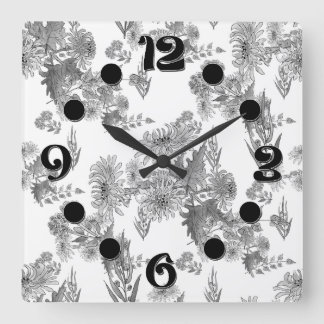 Lilac chrysanthemums , watercolor square wall cloc square wall clock