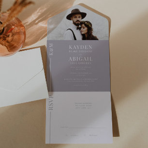 Lilac Clean Line Wedding Invitation