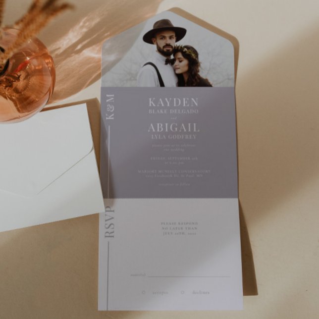 Lilac Clean Line Wedding Invitation (Creator Uploaded)