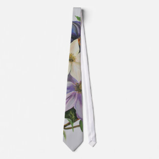 Lilac Clematis Vine Acrylic Painting Tie