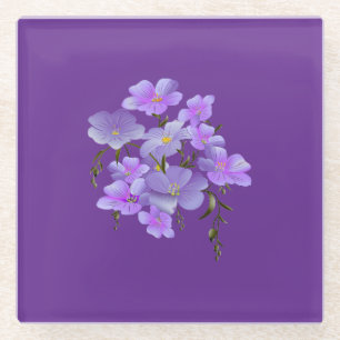 Lilac-coloured floral bouquet glass coaster