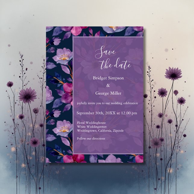 lilac colourful wildflower greenery wedding  invitation (Creator Uploaded)