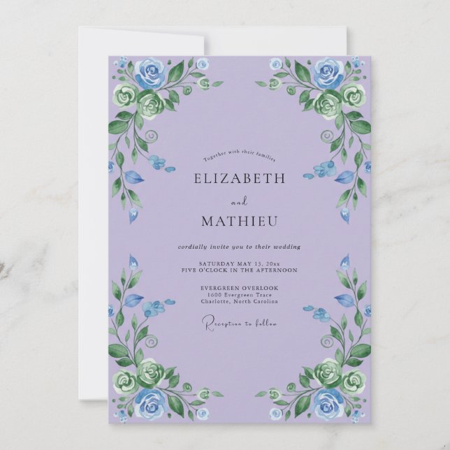 Lilac Cornflower Bloom Wedding Invitation (Front)