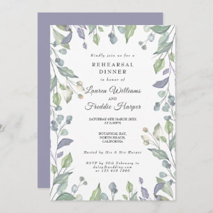Lilac Country Watercolour Floral Rehearsal Dinner Invitation