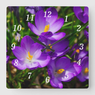 Lilac Crocuses Wall Clock