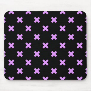 Lilac cross stitches on black mouse pad