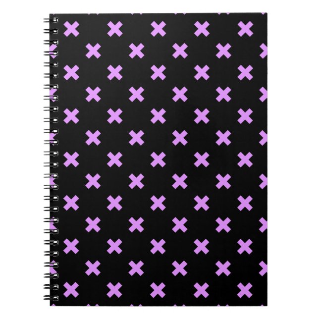 Lilac cross stitches on black notebook (Front)