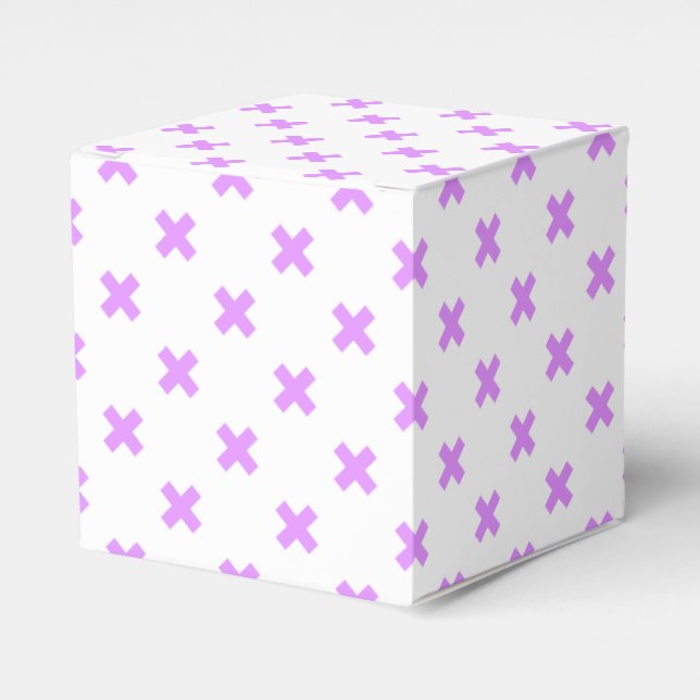 Lilac cross stitches on white favour box (Front Side)