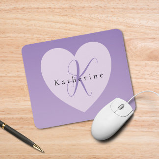 Lilac Custom Monogram Name  Mouse Pad