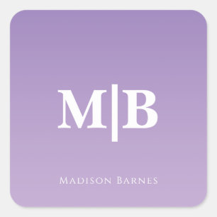Lilac Custom Monogram Name Square Sticker