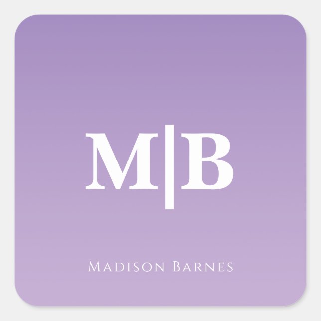 Lilac Custom Monogram Name Square Sticker (Front)