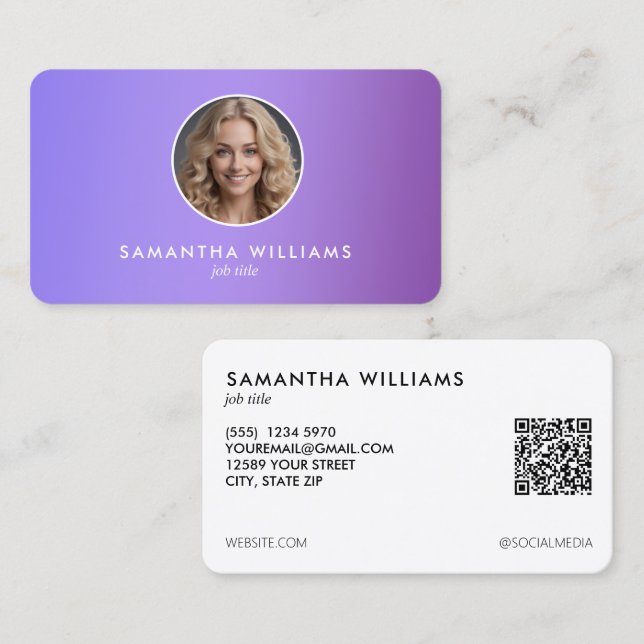 Lilac Custom QR Photo Business Card (Front/Back)