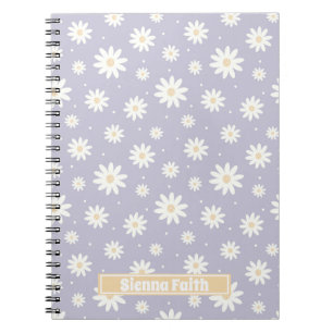 Lilac Daisy Floral Custom Notebook