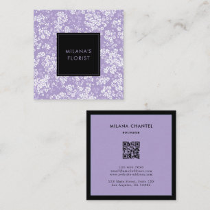 Lilac Daisy Modern Trendy Flower Florist Square Business Card