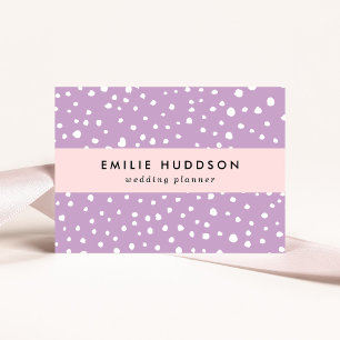 Lilac Dalmatian Spots, Dalmatian Dots, Dotted Business Card