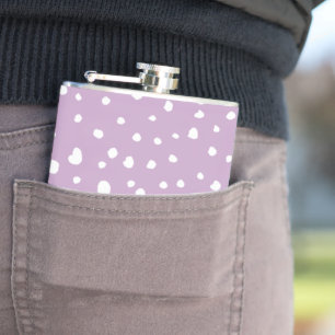 Lilac Dalmatian Spots, Dalmatian Dots, Dotted Hip Flask