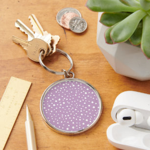 Lilac Dalmatian Spots, Dalmatian Dots, Dotted Key Ring